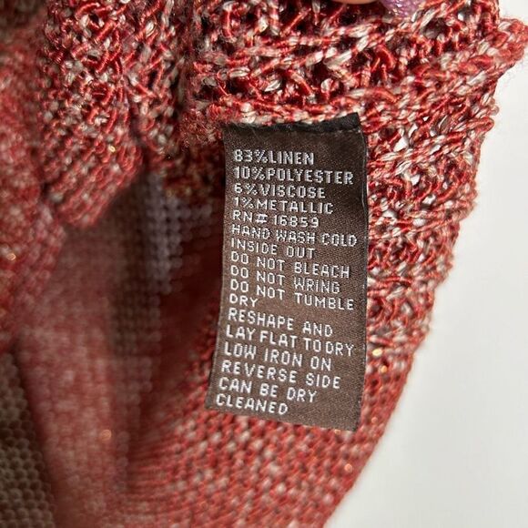 J McLaughlin Women’s Red V Neck Linen Knit‎ Pullover Sweater Size S - Picture 7 of 13